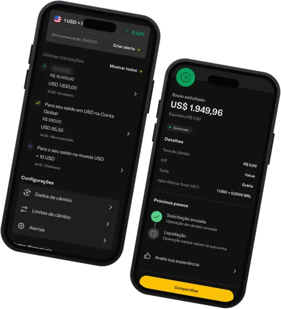 Conta global de investimentos — câmbio internacional